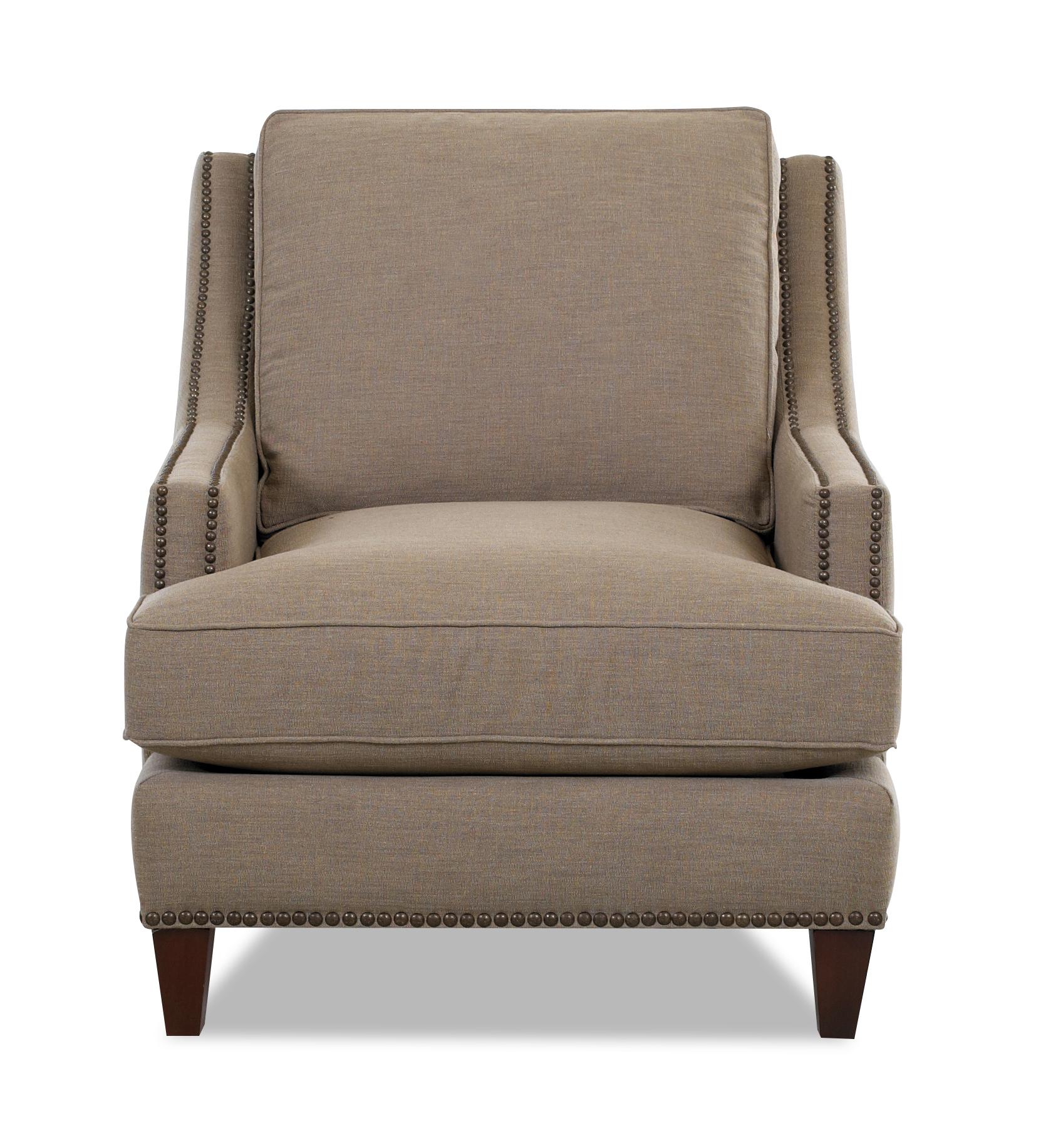 Klaussner Duchess Transitional Nailhead Wing Back Chair with Blend Down